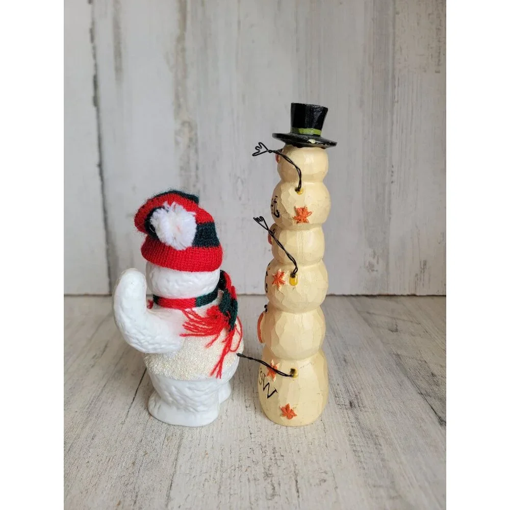 Let‎ it snow Snowman set figure glitter vintage home decor xmas
